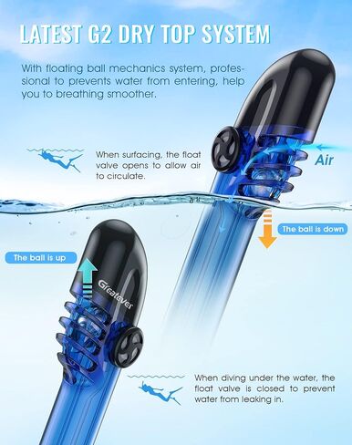 Greatever G2 Snorkeling Gear for Adults 2PCS, Full Face Snorkel Mask with Dry Top Snorkel,Anti-Leak & Anti-Fog Snorkel Mask Adult,Foldable Snorkeling Mask with Camera Mount mesh Bag in Saudi Arabia