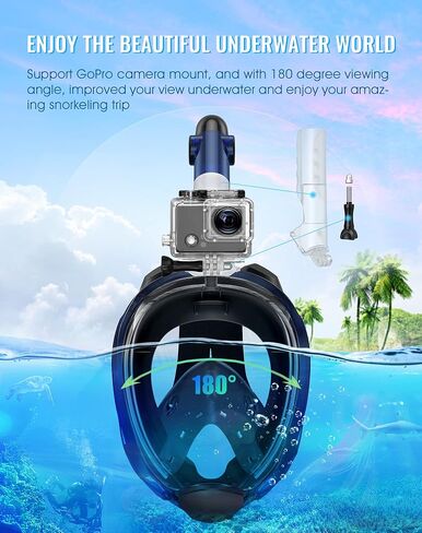 Greatever G2 Snorkeling Gear for Adults 2PCS, Full Face Snorkel Mask with Dry Top Snorkel,Anti-Leak & Anti-Fog Snorkel Mask Adult,Foldable Snorkeling Mask with Camera Mount mesh Bag in Saudi Arabia