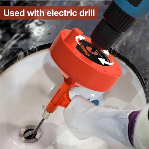 ثعبان الصرف، ثعبان سباكة بطول 25 قدمًا مع محول مثقاب، مثقاب تصريف مرن للصرف وثعبان فك انسداد الصرف، يدوي أو مزود بقفازات عمل وحقيبة تخزين in Kuwait