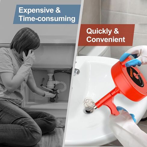 ثعبان الصرف، ثعبان سباكة بطول 25 قدمًا مع محول مثقاب، مثقاب تصريف مرن للصرف وثعبان فك انسداد الصرف، يدوي أو مزود بقفازات عمل وحقيبة تخزين in Kuwait