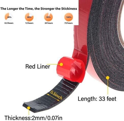 Double Sided Tape Heavy Duty, 16.4Ft x 0.5inch Foam Tape Mounting Tape, 2 Sided Strong Adhesive Tape for Car, Socket, Wall Sticker, Home Decor in Saudi Arabia