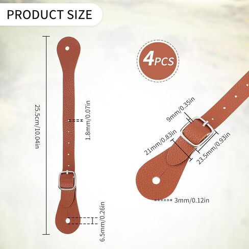 4 قطع من الأشرطة الجلدية البنية، حزام تحفيزي فردي من الجلد المتين، أشرطة تمهيد قابلة للتعديل، معدات الفروسية الخارجية للنساء الغربيات والرجال لركوب الخيل in Kuwait