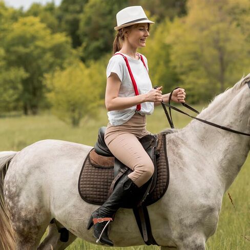 4 قطع من الأشرطة الجلدية البنية، حزام تحفيزي فردي من الجلد المتين، أشرطة تمهيد قابلة للتعديل، معدات الفروسية الخارجية للنساء الغربيات والرجال لركوب الخيل in Kuwait