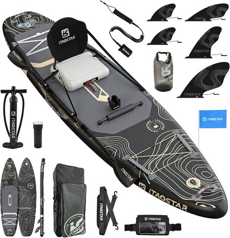 Adventure 12’×35" Extra Wide Paddle Board with Seat, One-Stop Premium SUP Board Accessories, Tailored 5 Fins, Stable Inflatable Stand Up Paddle Boards for Youth/Adults of All Skill Levels in Saudi Arabia