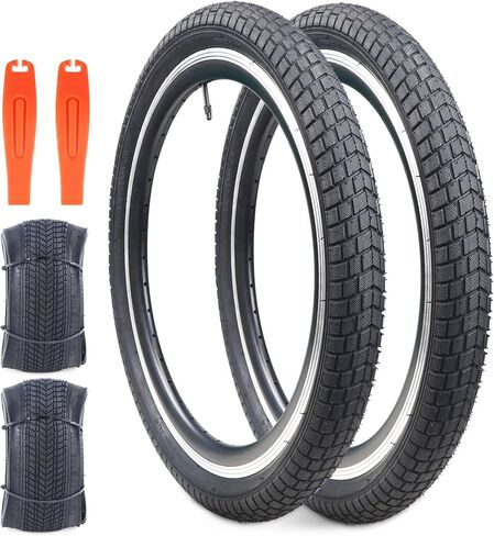 إطار دراجة 20 × 2.125 1/2 حزمة 20 إطار دراجة للأطفال إطارات دراجة سوداء قابلة للطي تناسب معظم دراجات الأطفال، إطارات BMX، أسود in Saudi Arabia