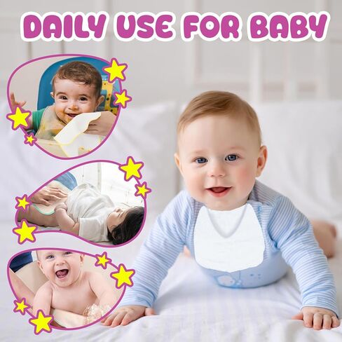 64PCS Reusable Baby Wipes, Soft Natural Cotton Baby Face Wipes, Cotton Cloth Baby Wipes with Dispenser, Machine Washable, 8x8 Inch, Multi-Color in Kuwait