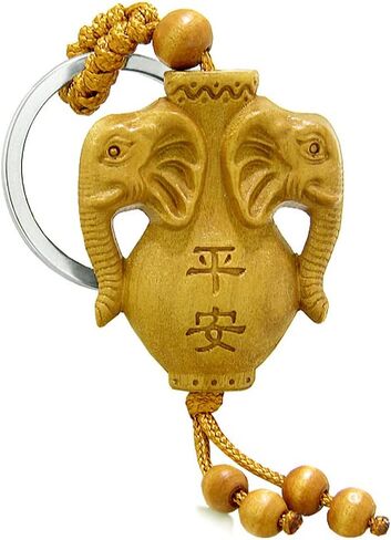 هدايا الفيل للنساء - سلسلة مفاتيح Lucky Feng Shui - تميمة قوة الحماية - سحر الحظ الجيد من خشب الصندل in Kuwait