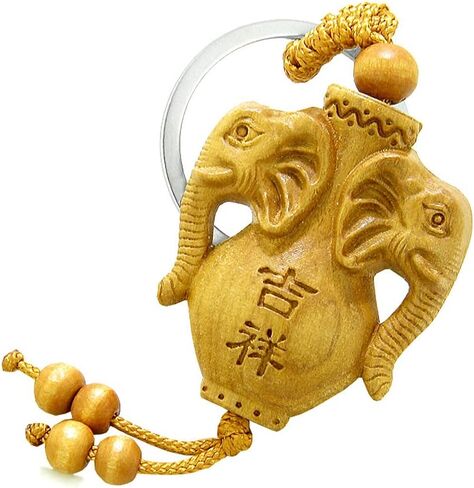 هدايا الفيل للنساء - سلسلة مفاتيح Lucky Feng Shui - تميمة قوة الحماية - سحر الحظ الجيد من خشب الصندل in Kuwait