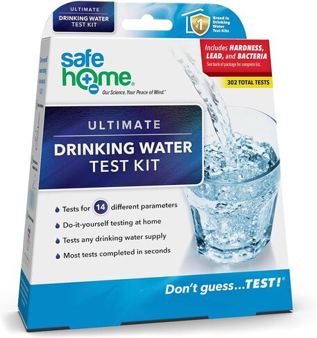 طقم اختبار مياه الشرب Safe Home® 14 في 1 - اختبار DIY للرصاص والبكتيريا والصلابة والنحاس والمزيد - صنبور المدينة أو مياه الآبار - 27 آلية/مجموعة تصدر إجمالي 302 اختبارًا in Kuwait