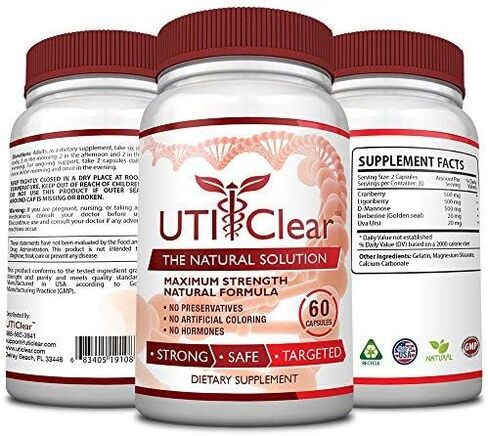 UTI Clear - Urinary Tract Support- 100% Pure Key Ingredients – Cranberry, Lingonberry, D-Mannose, Berberine & Uva Ursi - 1 Bottle in Saudi Arabia