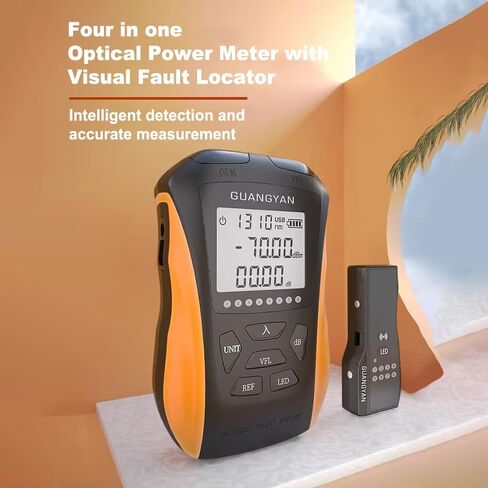 4 in 1 Optical Power Meter FC/SC/ST Universal Interface Fiber Tester Built-in 15Mw Visual Fault Locator, RJ45 Cable Tester, LED Light, Li-ion Battery USB Charge (OPM-70+10&VFL15KM) in Saudi Arabia