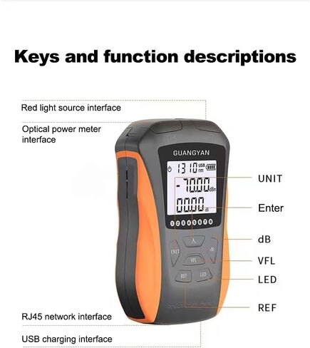 4 in 1 Optical Power Meter FC/SC/ST Universal Interface Fiber Tester Built-in 15Mw Visual Fault Locator, RJ45 Cable Tester, LED Light, Li-ion Battery USB Charge (OPM-70+10&VFL15KM) in Saudi Arabia