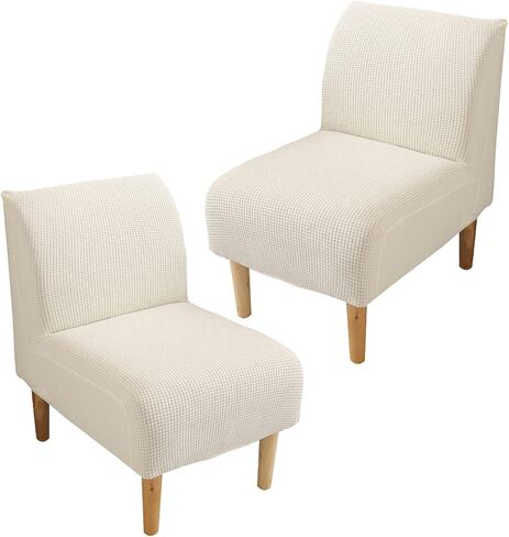 Armless Chair Slipcover 2PCS Armless Accent Chair Cover High Stretch Slipper Chair Slipcover Jacquard Removable Washable Armless Chair Furniture Protector Covers for Dining Living Room, 21 in Saudi Arabia