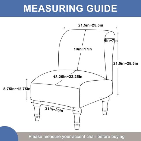 Armless Chair Slipcover 2PCS Armless Accent Chair Cover High Stretch Slipper Chair Slipcover Jacquard Removable Washable Armless Chair Furniture Protector Covers for Dining Living Room, 21 in Saudi Arabia