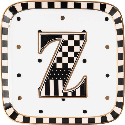 MACKENZIE-CHILDS Monogram Dish, Decorative Ceramic Letter Plate, 5 3/4" Square, K in Kuwait