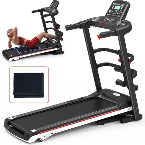 Ksports Treadmill Bundle | Electric Folding Incline Treadmill with Auto/Manual Incline, Sit Ups Rack/Strap & Ab Mat, Dumb Bells (only for AEP & LJJ models) | Running Machine with Bluetooth Smart APP in Saudi Arabia
