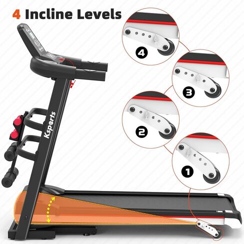 Ksports Treadmill Bundle | Electric Folding Incline Treadmill with Auto/Manual Incline, Sit Ups Rack/Strap & Ab Mat, Dumb Bells (only for AEP & LJJ models) | Running Machine with Bluetooth Smart APP in Saudi Arabia