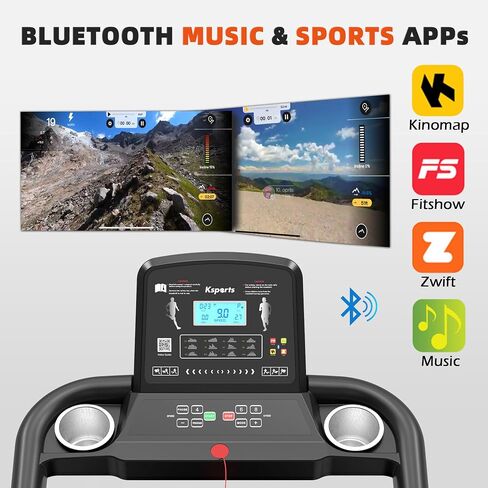 Ksports Treadmill Bundle | Electric Folding Incline Treadmill with Auto/Manual Incline, Sit Ups Rack/Strap & Ab Mat, Dumb Bells (only for AEP & LJJ models) | Running Machine with Bluetooth Smart APP in Saudi Arabia