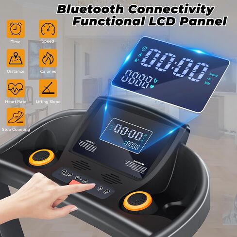 Treadmills for Home with 15% Auto Incline and 320 lbs Capacity, 3.5 HP Folding Electric Treadmill Max 8.7 MPH Speed, Running Machine with Bluetooth Speaker and APP Control for Home Office in Saudi Arabia