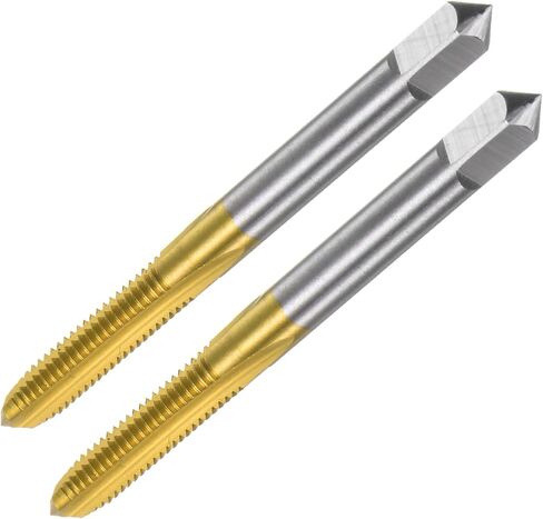 uxcell 2pcs Metric Thread Taps M2 x 0.4 H2 Titanium Coated High Speed Steel Straight Flute Screw Thread Milling Machine Taps Threading Tapping Repair Tool in Saudi Arabia