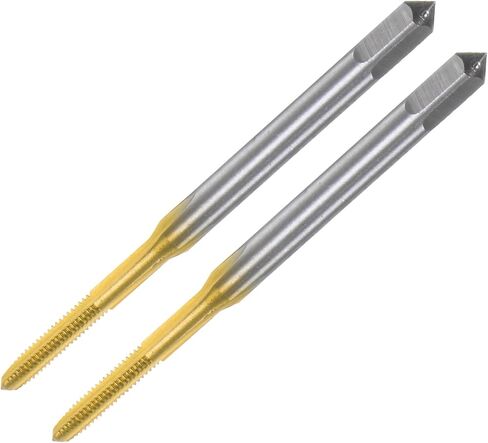 uxcell 2pcs Metric Thread Taps M2 x 0.4 H2 Titanium Coated High Speed Steel Straight Flute Screw Thread Milling Machine Taps Threading Tapping Repair Tool in Saudi Arabia