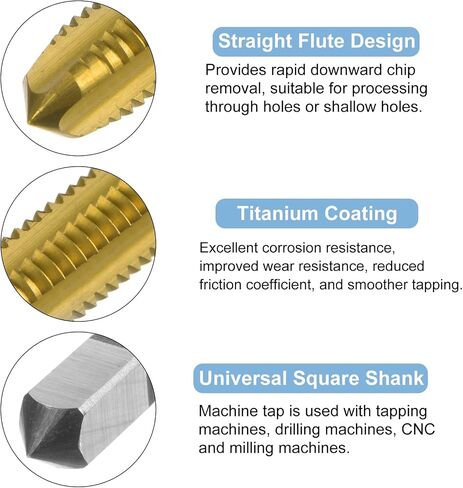 uxcell 2pcs Metric Thread Taps M2 x 0.4 H2 Titanium Coated High Speed Steel Straight Flute Screw Thread Milling Machine Taps Threading Tapping Repair Tool in Saudi Arabia