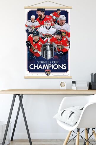 Trends International NHL Florida Panthers - ملصق حائط لأبطال كأس ستانلي 2024 بإطار مغناطيسي، 22.37 بوصة × 34.00 بوصة، طباعة ممتازة وحزمة شماعات من خشب الزان in Saudi Arabia