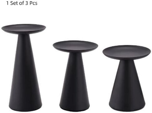 Black Candle Holder Set of 3 Pillar Candle Holders Short Candle Stand Vintage Rustic Farmhouse Table Centerpiece Room Decor Tea Party Decorations in Saudi Arabia