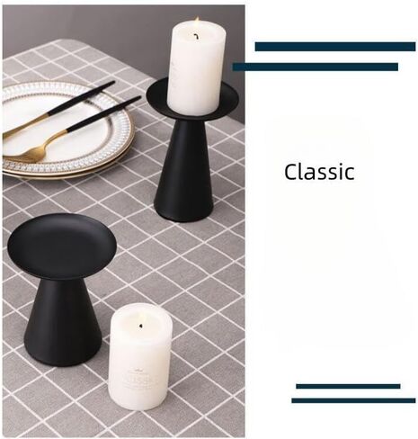 Black Candle Holder Set of 3 Pillar Candle Holders Short Candle Stand Vintage Rustic Farmhouse Table Centerpiece Room Decor Tea Party Decorations in Saudi Arabia