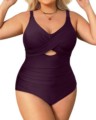 Daci Plus Size One Piece Swimsuits - Tummy Control Bathing Suit for Women Cutout Swimwear in Saudi Arabia