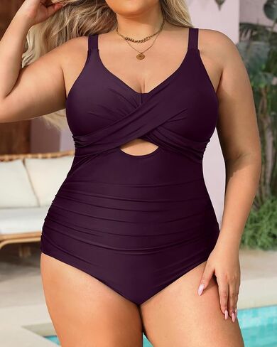 Daci Plus Size One Piece Swimsuits - Tummy Control Bathing Suit for Women Cutout Swimwear in Saudi Arabia