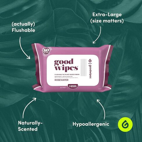 Goodwipes Flushable Butt Wipes, Cedar Scent with Botanicals, Dispenser for At-Home Use, with Aloe, Septic and Sewer Safe & Never Dries Out (60 Count) in Saudi Arabia