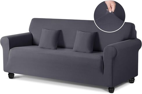 أغطية أريكة قابلة للتمدد من TAOCOCO، أغطية للأريكة مكونة من 3 وسائد وأريكة وغطاء أريكة غير قابل للانزلاق وصديق للحيوانات الأليفة وواقي أثاث قابل للغسل مع قاع مرن وقطعتين من أكياس الوسائد (أريكة 72 بوصة - 92 بوصة، رمادي رصاصي) in Kuwait