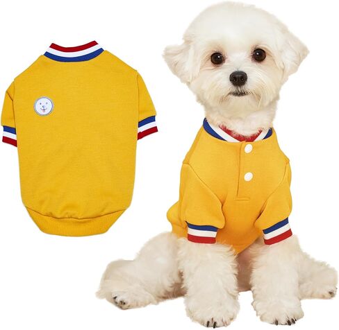 FLOT Designer Dog Shirt with Buttons Premium Materials Tailored Fit Luxury Sweater Designed and Made in Korea (Yellow) Small in Saudi Arabia