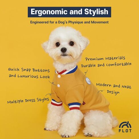 FLOT Designer Dog Shirt with Buttons Premium Materials Tailored Fit Luxury Sweater Designed and Made in Korea (Yellow) Small in Saudi Arabia