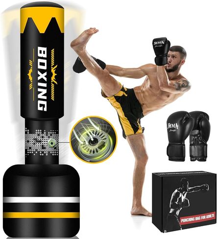 Upgrated Standing Punching Bag for Adults with Automatic Built-in Air Pump, 71'' Heavy Bag Boxing Equipment with 12OZ Gloves Kicking Bag for Training MMA Muay Thai Fitness Kickboxing Home Gym in Saudi Arabia