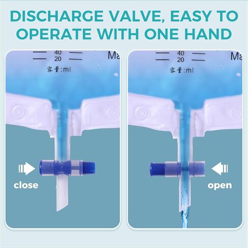 كيس تصريف بولي مع غرفة مضادة للارتجاع، كيس بول بحجم 1500 مل (5 عبوات) in Kuwait