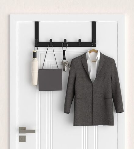 Over The Door Hooks Hanger with Extended Brackets for Easy Use by Women - Bathroom Accessories Towel Rack Organization - 1 Pack, White in Saudi Arabia
