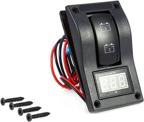 Test Panel with Voltmeter, 12V DC Marine Boat Voltmeter LED Dual Battery Test Panel Rocker Switch On Off for Solar Battery Monitor Car Motor Panel Mount in Saudi Arabia