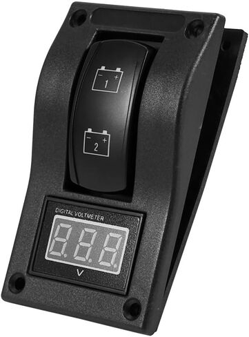 Test Panel with Voltmeter, 12V DC Marine Boat Voltmeter LED Dual Battery Test Panel Rocker Switch On Off for Solar Battery Monitor Car Motor Panel Mount in Saudi Arabia