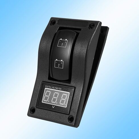 Test Panel with Voltmeter, 12V DC Marine Boat Voltmeter LED Dual Battery Test Panel Rocker Switch On Off for Solar Battery Monitor Car Motor Panel Mount in Saudi Arabia