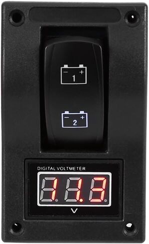 Test Panel with Voltmeter, 12V DC Marine Boat Voltmeter LED Dual Battery Test Panel Rocker Switch On Off for Solar Battery Monitor Car Motor Panel Mount in Saudi Arabia