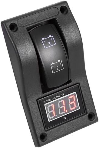 Test Panel with Voltmeter, 12V DC Marine Boat Voltmeter LED Dual Battery Test Panel Rocker Switch On Off for Solar Battery Monitor Car Motor Panel Mount in Saudi Arabia