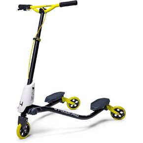 Yvolution Black/Yellow Fliker Pro Kids Drift Scooter, Adjustable Handlebar in 3 Heights, 3 Wheels, for Boys and Girls Age 7+ Years Old, Max User Weight 220lbs/100kg