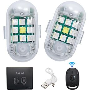 Wireless Remote LED 7-Color Anti-Collision Frequency Explosion Flashing Light USB Charging Motorcycle Bicycle Tail Light Drone Night Running Light Car Modification Navigation Light 2PCS