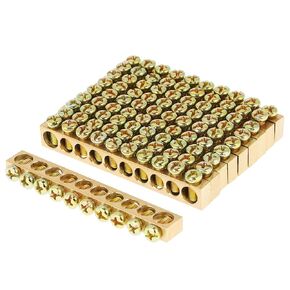 10Pcs Terminal Ground Bar 10 Hole Electrical Distribution Cabinet Wire Screw Terminal Ground Copper Neutral Bar Terminal Block Connector Bar Ground Bar Ground Screw
