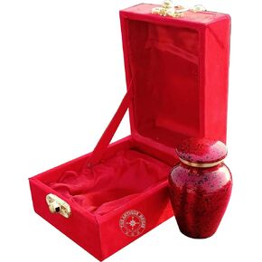 Celebration of Life Mini Red Small Cremation Keepsake Urn for Human Ashes - Beautiful and Timeless Find Comfort Everytime You Look at This Urn - with Red Box
