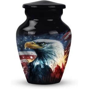 YATSKIA Black Eagle Urn - American Flag Keepsake for Adult Human Ashes - Cremation Urn Human Ashes - Mini Keepsake Urns - Small Cremation Keepsake - Mini Urn for Human Ashes Adult Female & Male