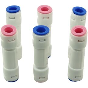 6PCS Quick Connect Check Valve 1/4 Inch Double Union Check Valve Reverse Osmosis Water Purifier Water Purifier Direct Connection Check Valve One Way Check Valve in Straight Shape White