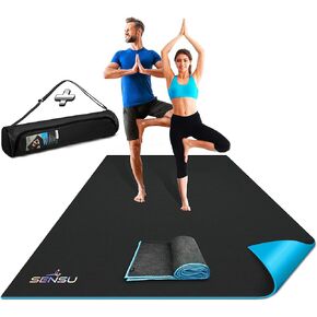 Sensu Large Yoga Mat - 7’ x 5’ x 9mm Extra Thick Exercise Mat for Yoga, Pilates, Stretching, Cardio Home Gym Floor, Non- Slip Anti Tear Eco-Friendly Workout Mat - Use Without Shoes
